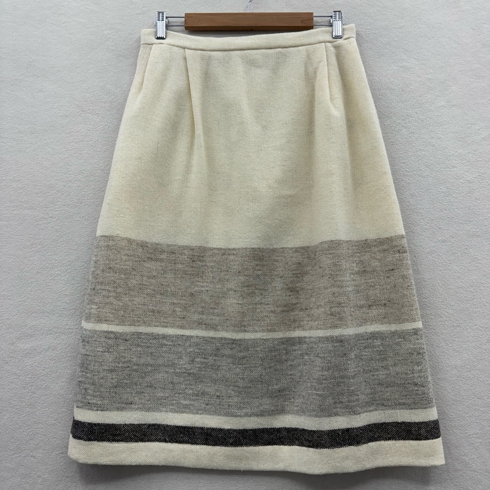 ALAFOSS Icewool Women’s XL Wool Skirt Cream Gray Made In Iceland Vintage